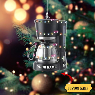Coffeemaker Coffee Machine Ornament Flat 2D, Coffee Machine Christmas Ornament Drinking, Drinking Coffee Lover Gift, Coffee Maker.
