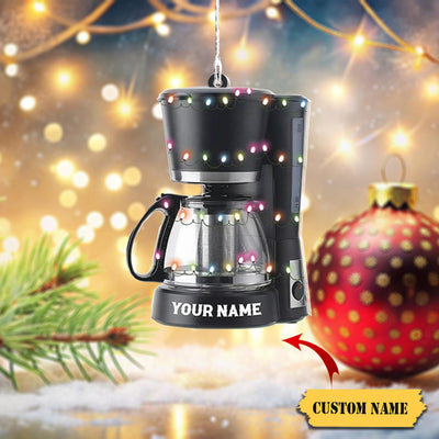 Coffeemaker Coffee Machine Ornament Flat 2D, Coffee Machine Christmas Ornament Drinking, Drinking Coffee Lover Gift, Coffee Maker.