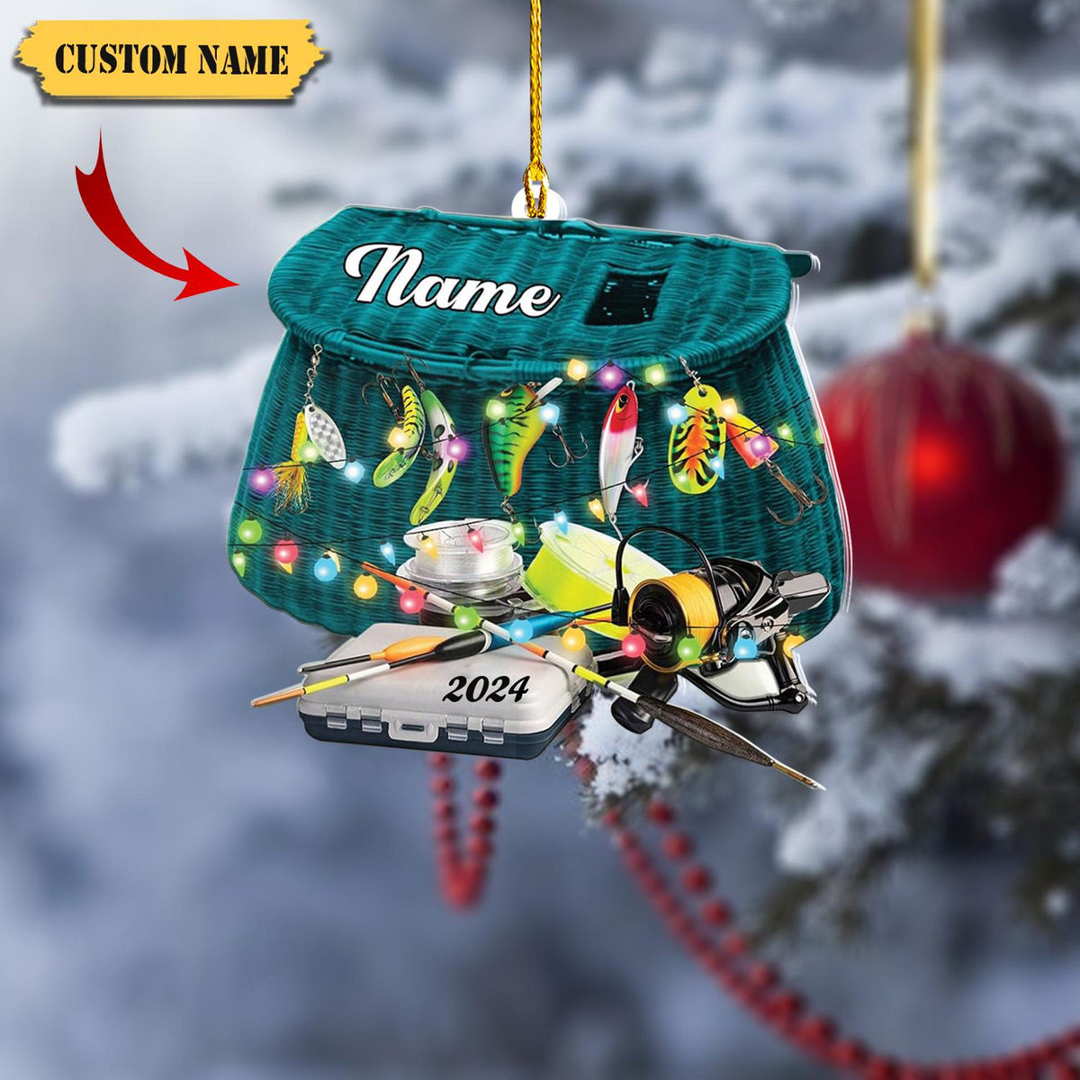 Personalized Fishing Ornament Custom Fishing Christmas Ornaments Fishing Vest Christmas Ornaments Gifts For Fishing Lovers Ornament