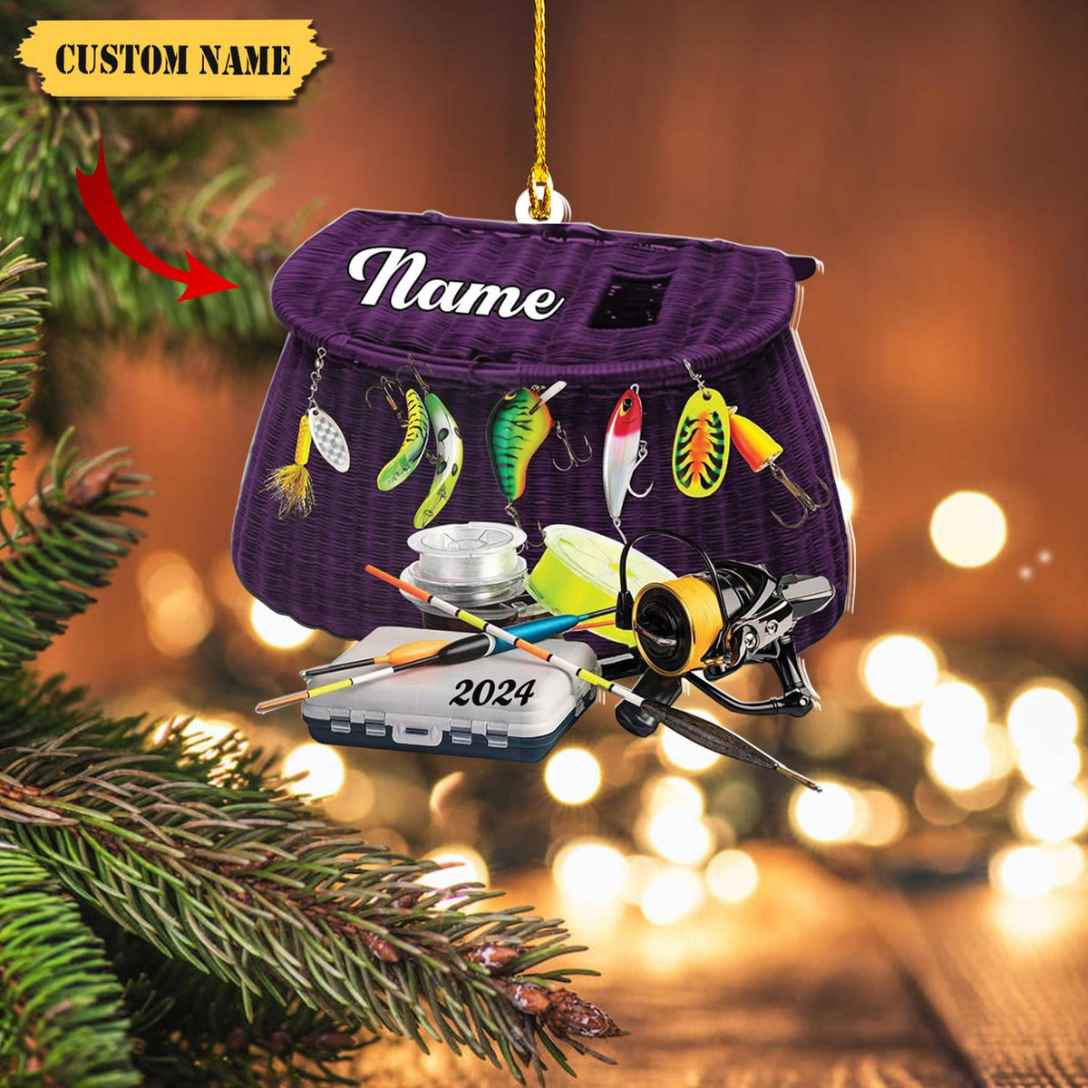 Personalized Fishing Ornament Custom Fishing Christmas Ornaments Fishing Vest Christmas Ornaments Gifts For Fishing Lovers Ornament