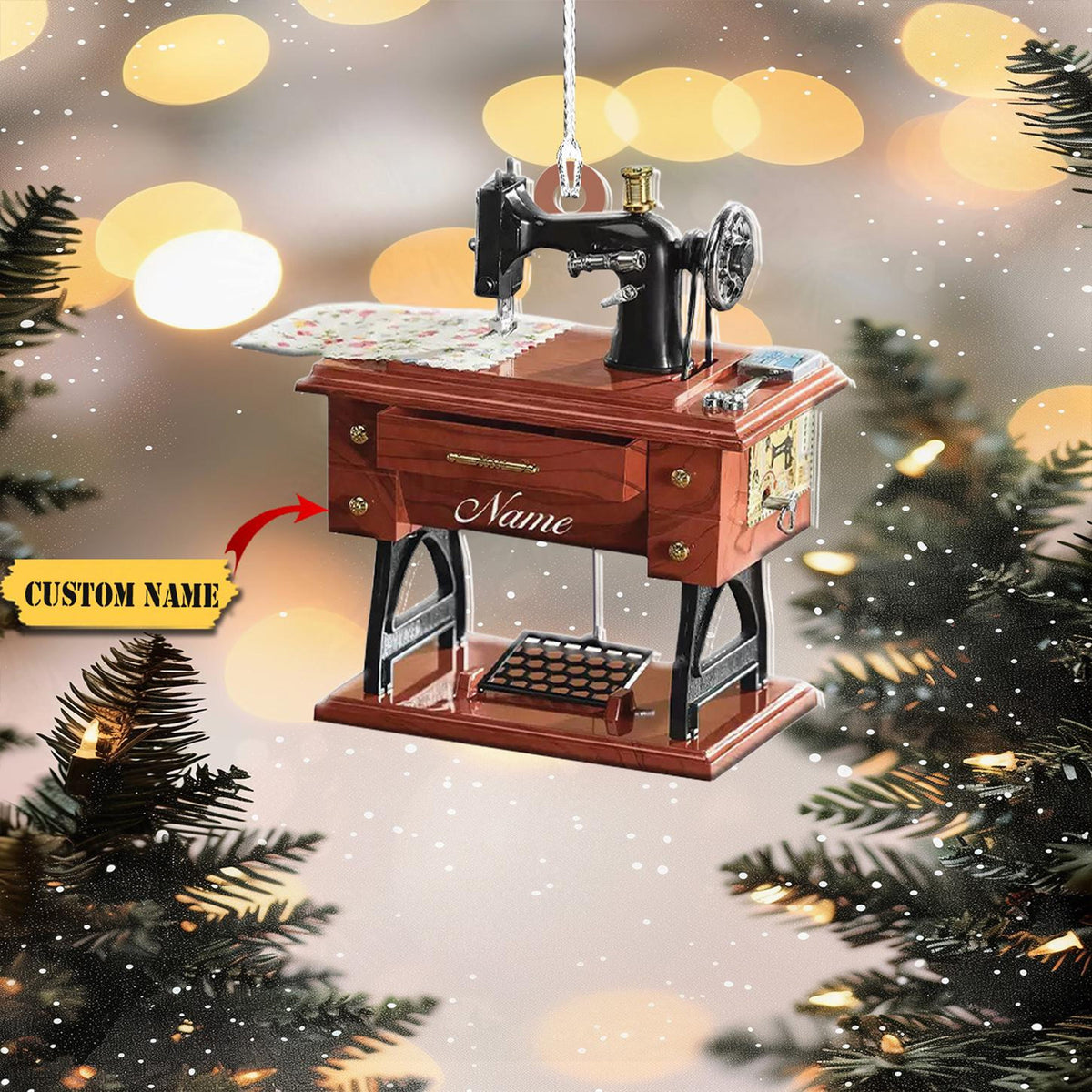 Personalized Sewing Machine Ornament Flat 2D, Sewing Christmas Ornament, Tailor Sewer, Gift For Seamstress Lovers, Sewing Machine Ornament