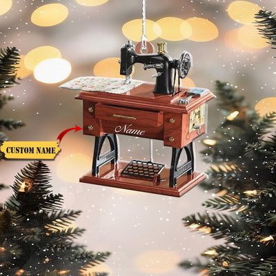 Personalized Sewing Machine Ornament Flat 2D, Sewing Christmas Ornament, Tailor Sewer, Gift For Seamstress Lovers, Sewing Machine Ornament