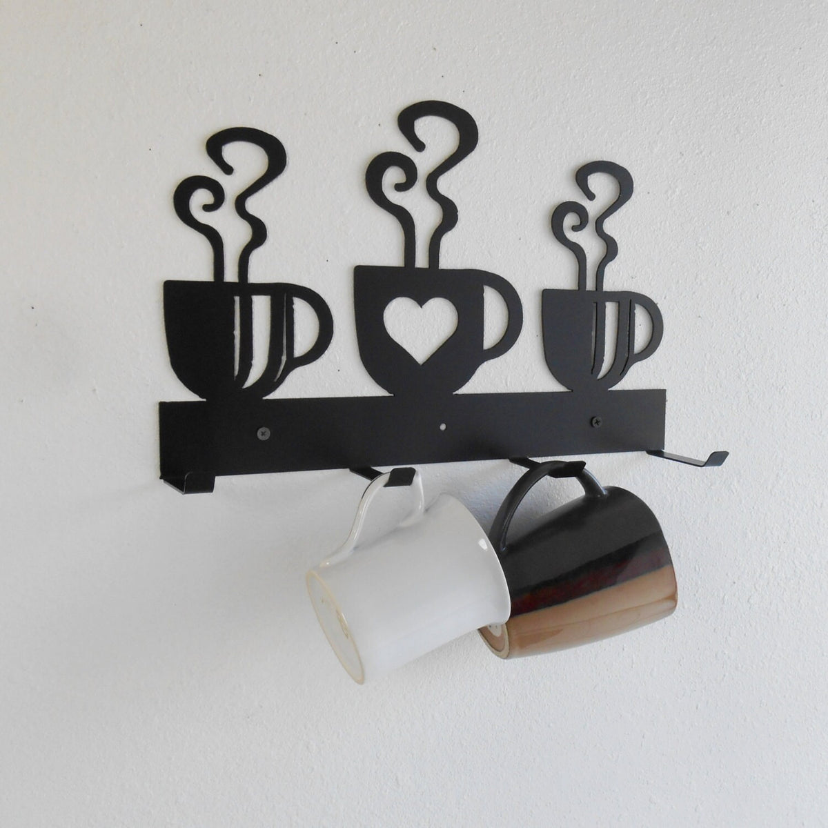 Coffee Cup Mug Rack Four Cup Holder Metal Wall Hanging Kitchen Organizer Kitchen Decor