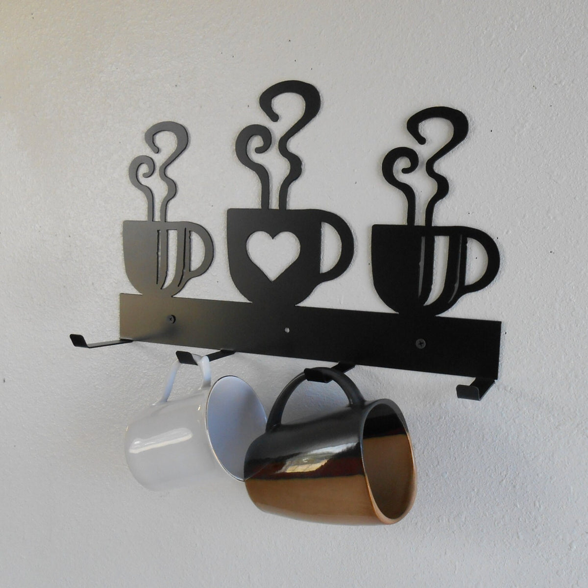 Coffee Cup Mug Rack Four Cup Holder Metal Wall Hanging Kitchen Organizer Kitchen Decor