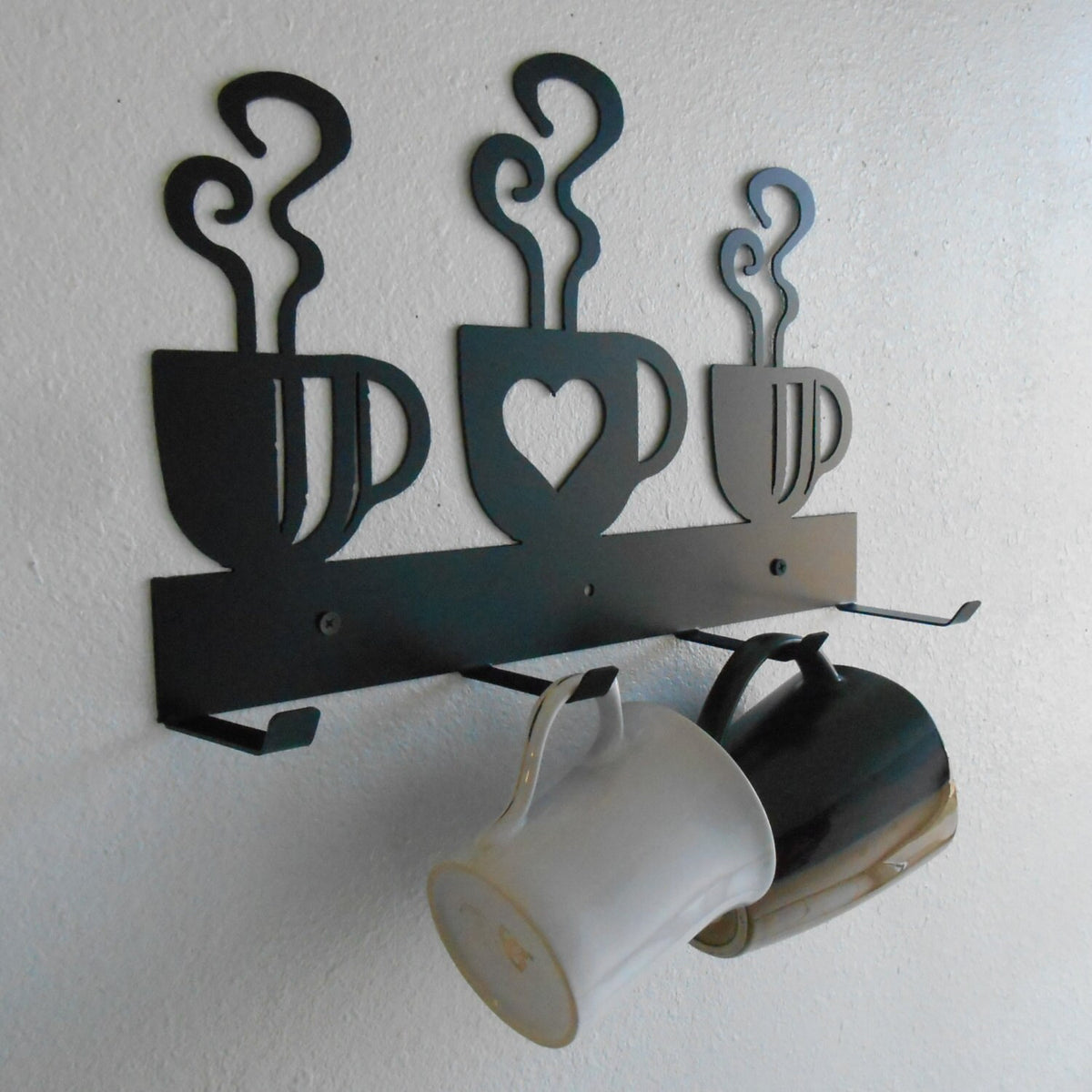 Coffee Cup Mug Rack Four Cup Holder Metal Wall Hanging Kitchen Organizer Kitchen Decor
