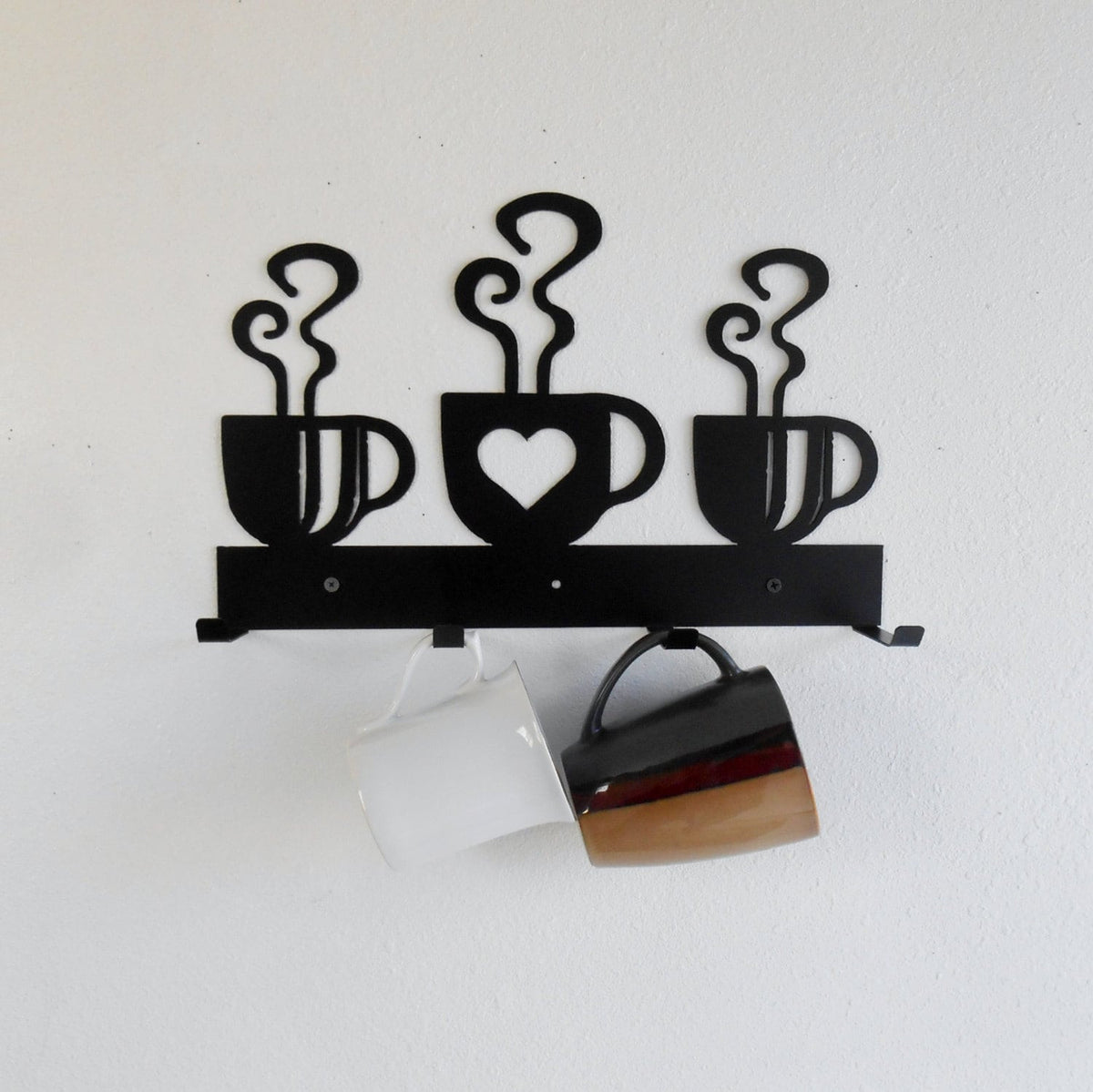 Coffee Cup Mug Rack Four Cup Holder Metal Wall Hanging Kitchen Organizer Kitchen Decor