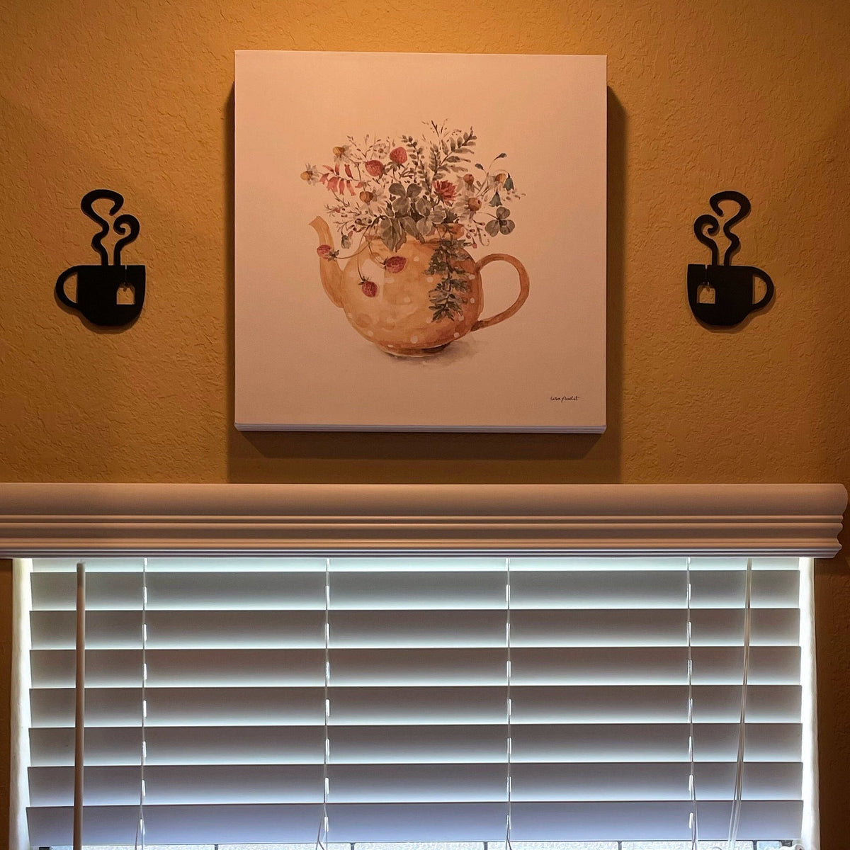 Tea Cup Mug Steaming Wall Art Metal Wall Decoration Kitchen Decoration
