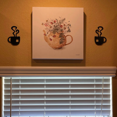Tea Cup Mug Steaming Wall Art Metal Wall Decoration Kitchen Decoration