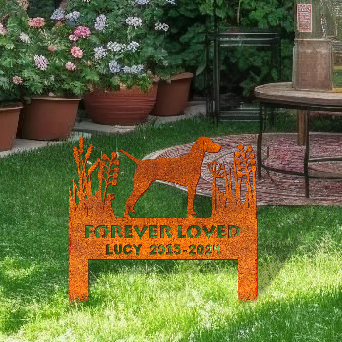 Vizsla Corten Memorial Stake Sign Personalized, Pet Grave Markers Sign, Vizsla Sign With Stake, Pet Loss Gift, Sympathy Sign, Remembrance Stake