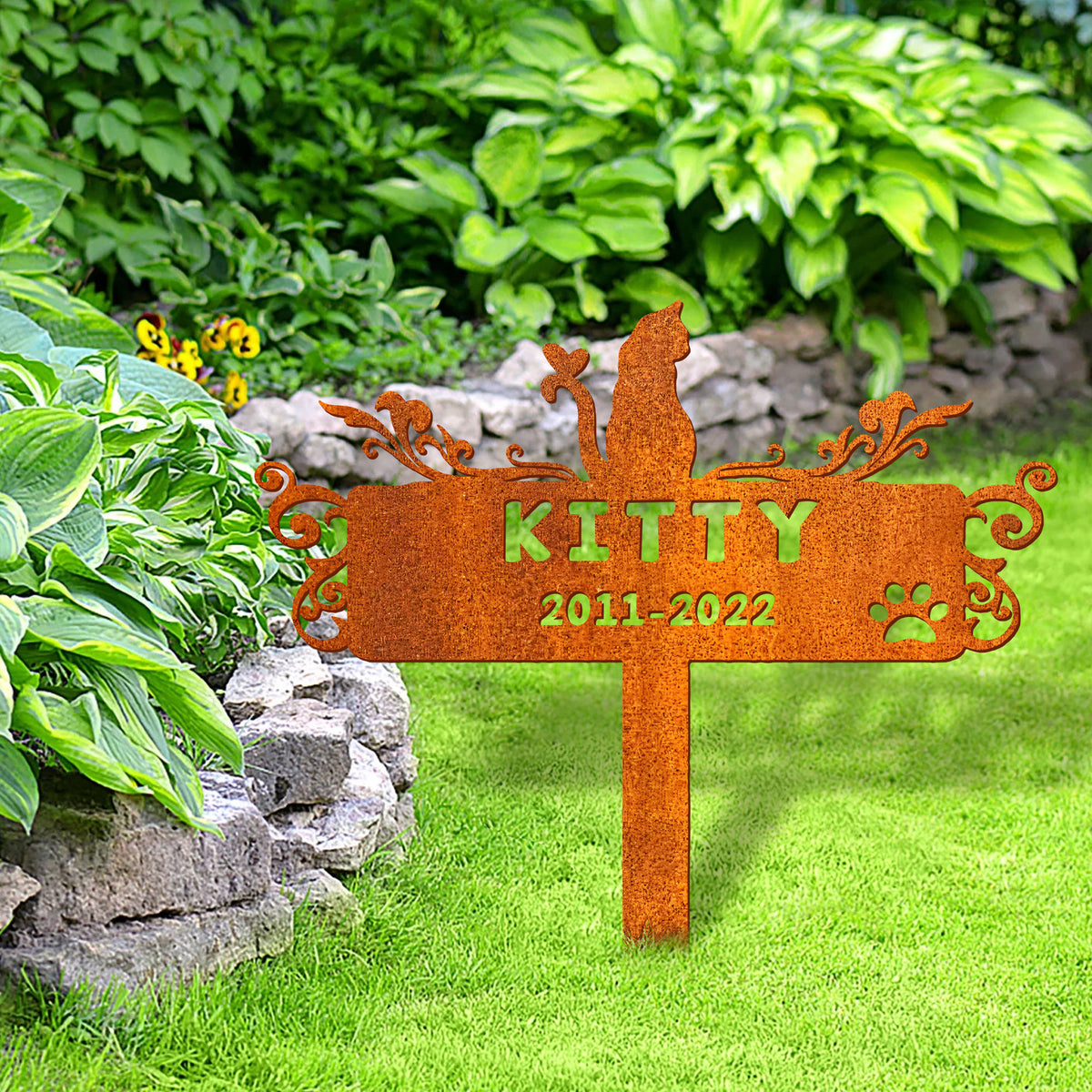 Cat Memorial Stake Sign Personalized, Cat Gift, Pet Grave Markers Sign, Pet Loss Gift, Sympathy Sign, Remembrance Stake, Kitty Name Sign