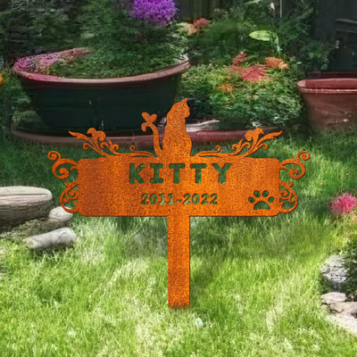 Cat Memorial Stake Sign Personalized, Cat Gift, Pet Grave Markers Sign, Pet Loss Gift, Sympathy Sign, Remembrance Stake, Kitty Name Sign