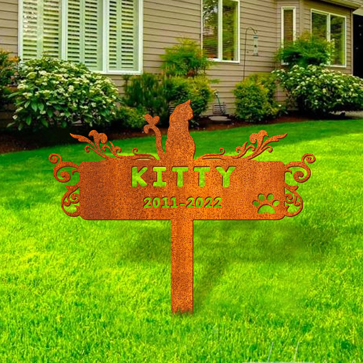 Cat Memorial Stake Sign Personalized, Cat Gift, Pet Grave Markers Sign, Pet Loss Gift, Sympathy Sign, Remembrance Stake, Kitty Name Sign