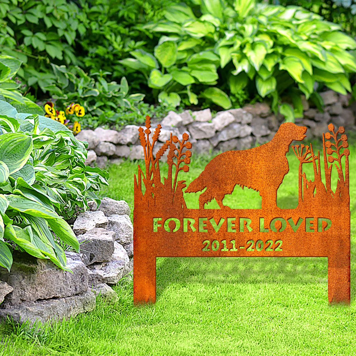 Irish Setter Corten Memorial Stake Sign Personalized, Pet Grave Markers Sign, Sign With Stake, Pet Loss Gift, Sympathy Sign, Remembrance Stake