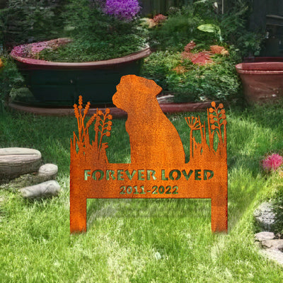 Pug Memorial Stake Corten Sign Personalized, Pet Grave Markers Sign, Pug Gift, Pug Sign With Stake, Pet Loss Gift, Sympathy Sign, Remembrance Stake