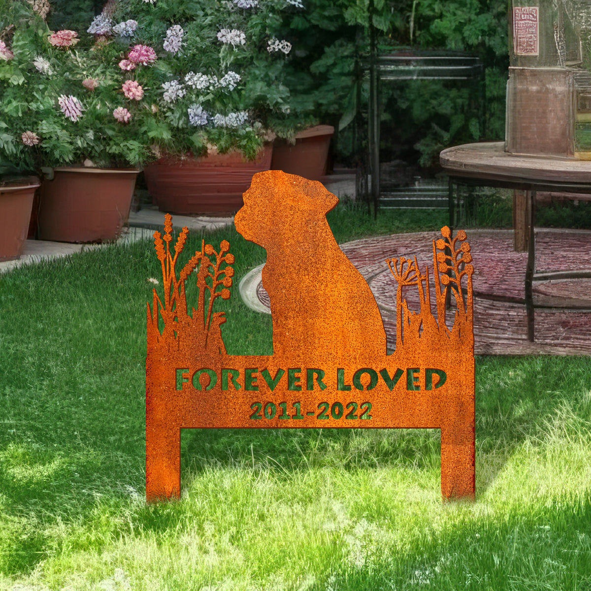 Pug Memorial Stake Corten Sign Personalized, Pet Grave Markers Sign, Pug Gift, Pug Sign With Stake, Pet Loss Gift, Sympathy Sign, Remembrance Stake
