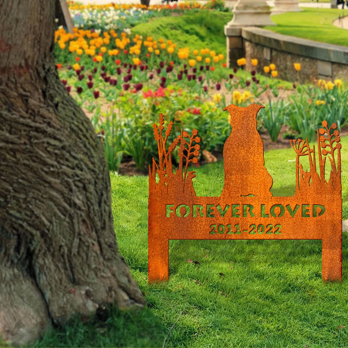 American Pit Bull Dog Memorial Stake Corten Sign Personalized, Pet Grave Markers Sign, Sign With Stake, Pet Loss Gift, Sympathy Sign, Remembrance Stake