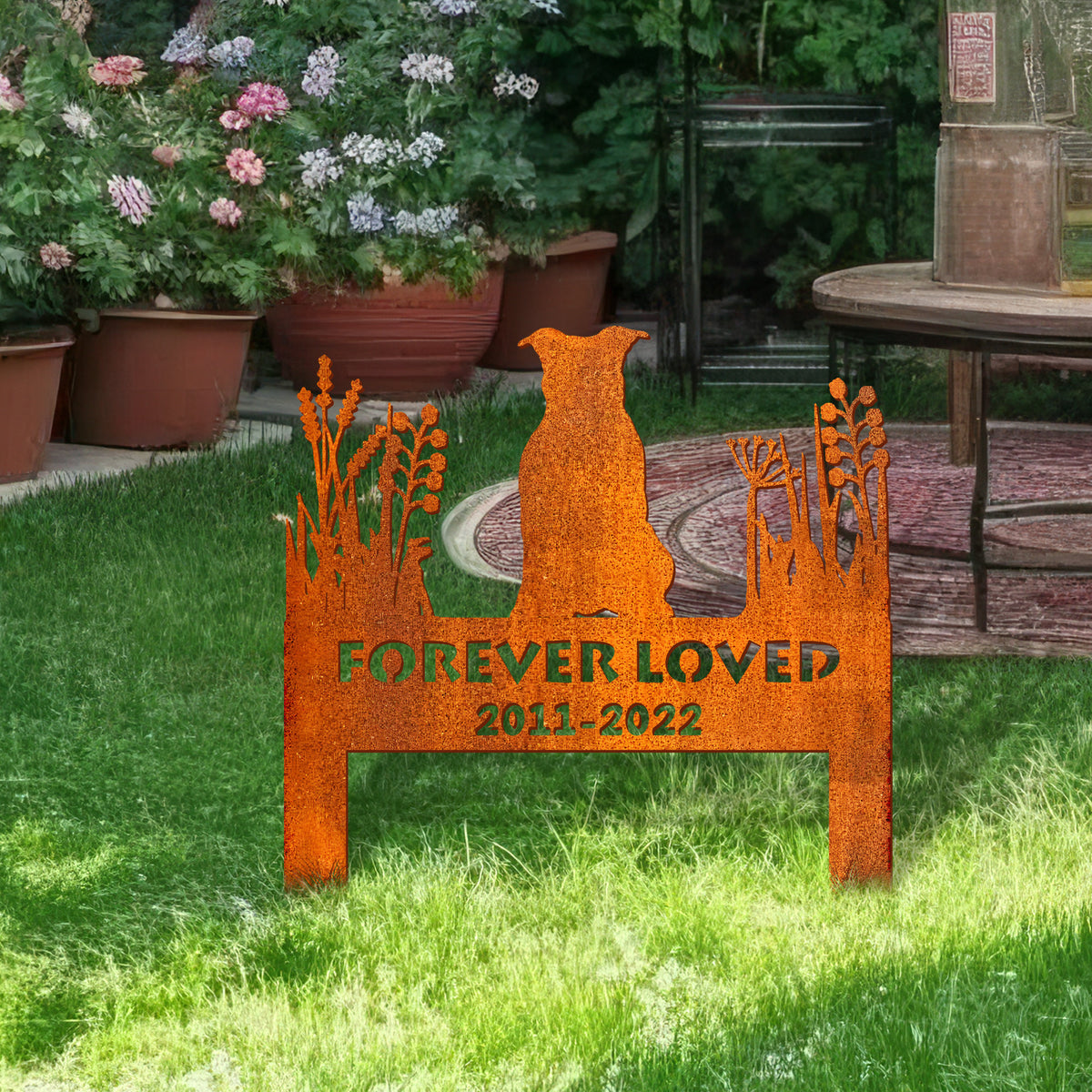 American Pit Bull Dog Memorial Stake Corten Sign Personalized, Pet Grave Markers Sign, Sign With Stake, Pet Loss Gift, Sympathy Sign, Remembrance Stake