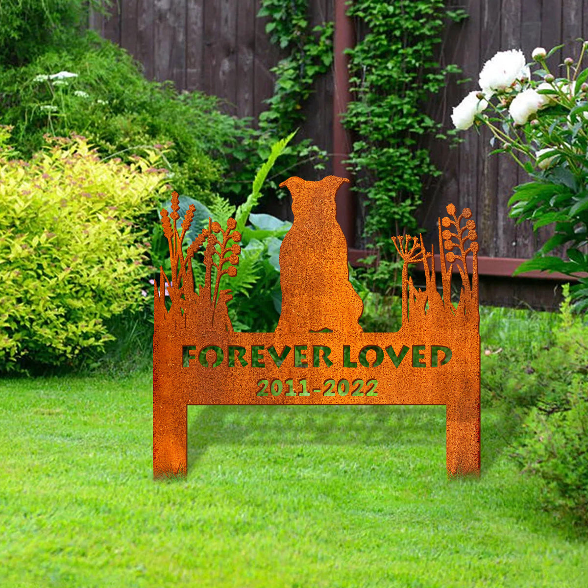 American Pit Bull Dog Memorial Stake Corten Sign Personalized, Pet Grave Markers Sign, Sign With Stake, Pet Loss Gift, Sympathy Sign, Remembrance Stake