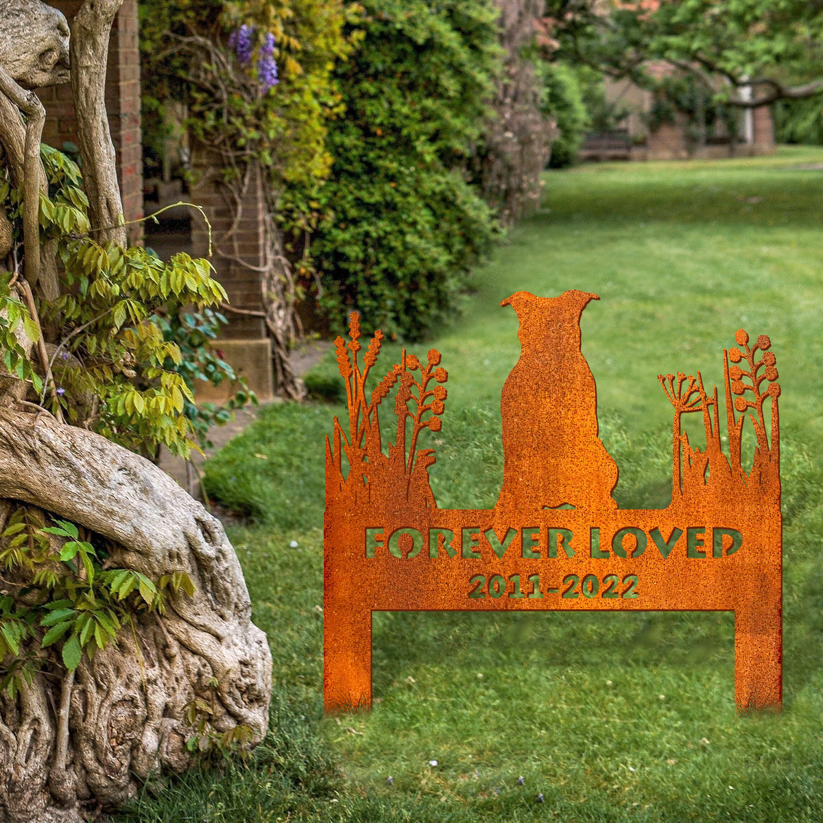 American Pit Bull Dog Memorial Stake Corten Sign Personalized, Pet Grave Markers Sign, Sign With Stake, Pet Loss Gift, Sympathy Sign, Remembrance Stake