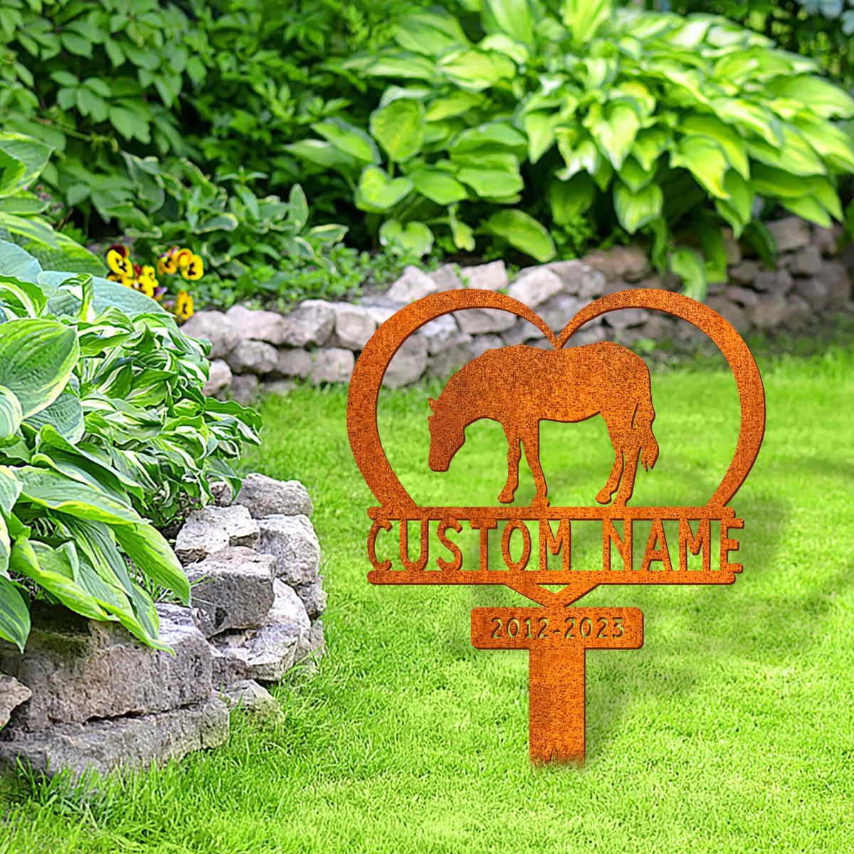 Horse Heart Memorial Stake Corten Sign Personalized, Pet Grave Markers Sign, Horse Sign With Stake, Pet Loss Gift, Sympathy Sign, Remembrance Stake