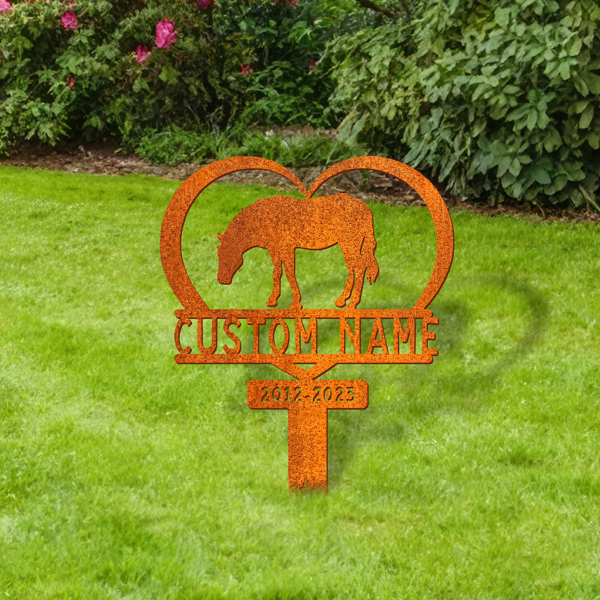 Horse Heart Memorial Stake Corten Sign Personalized, Pet Grave Markers Sign, Horse Sign With Stake, Pet Loss Gift, Sympathy Sign, Remembrance Stake