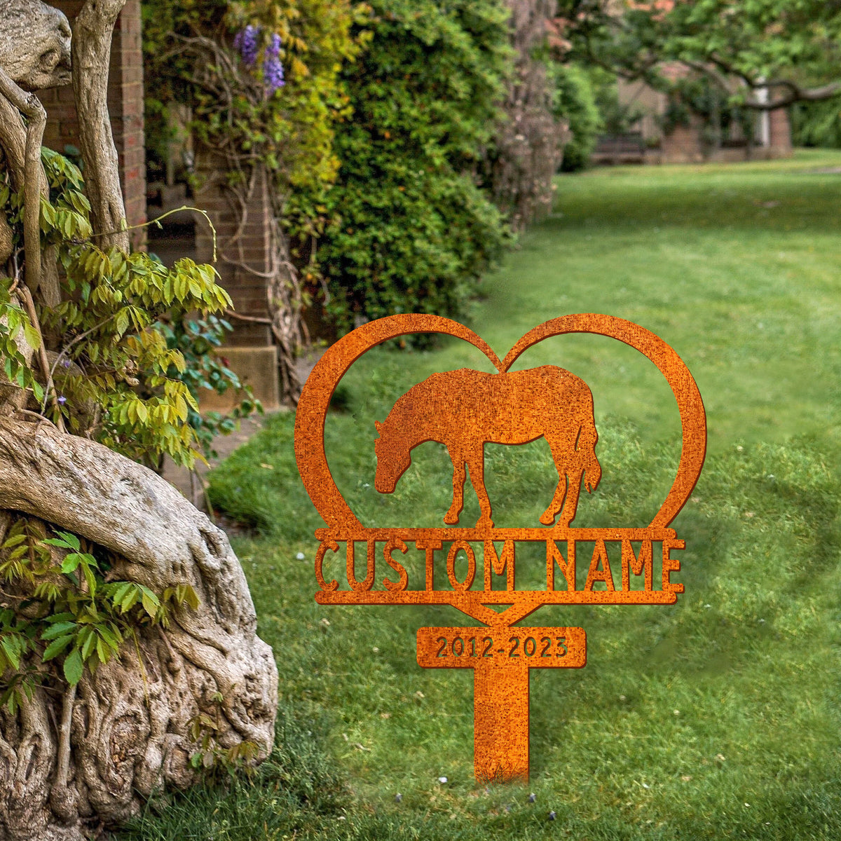 Horse Heart Memorial Stake Corten Sign Personalized, Pet Grave Markers Sign, Horse Sign With Stake, Pet Loss Gift, Sympathy Sign, Remembrance Stake