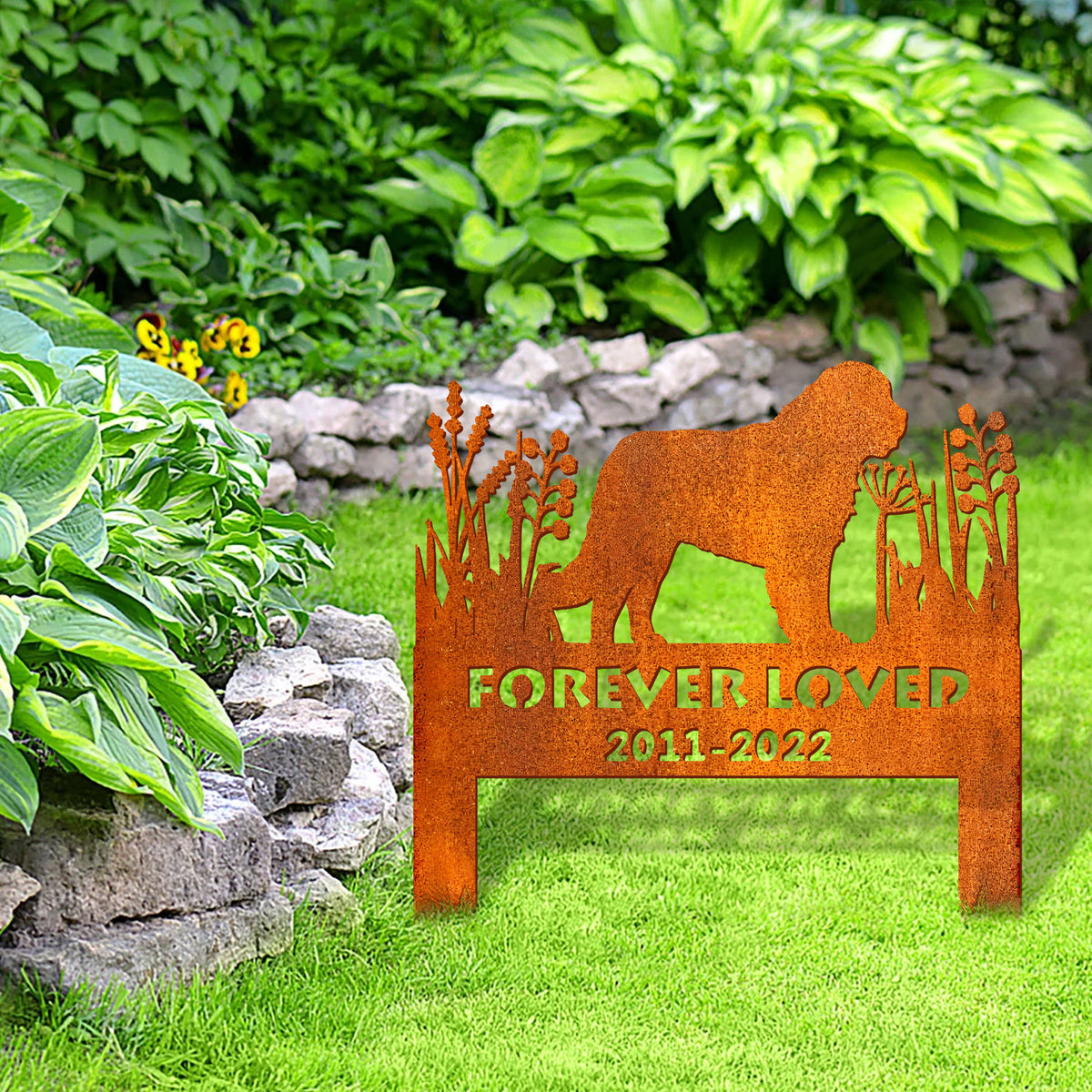 Newfoundlands Dog Memorial Stake Corten Sign Personalized, Pet Grave Markers Sign, Sign With Stake, Pet Loss Gift, Sympathy Sign, Remembrance Stake