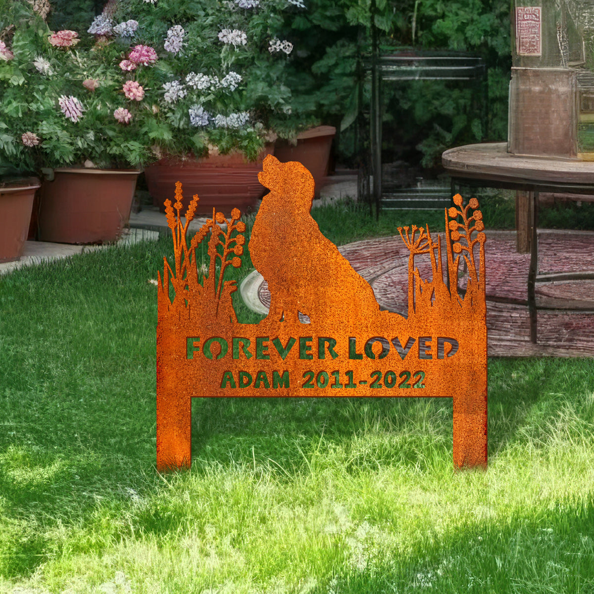 Golden Retriever Memorial Stake Corten Sign Personalized, Pet Grave Markers Sign, Sign With Stake, Pet Loss Gift, Sympathy Sign, Remembrance Stake