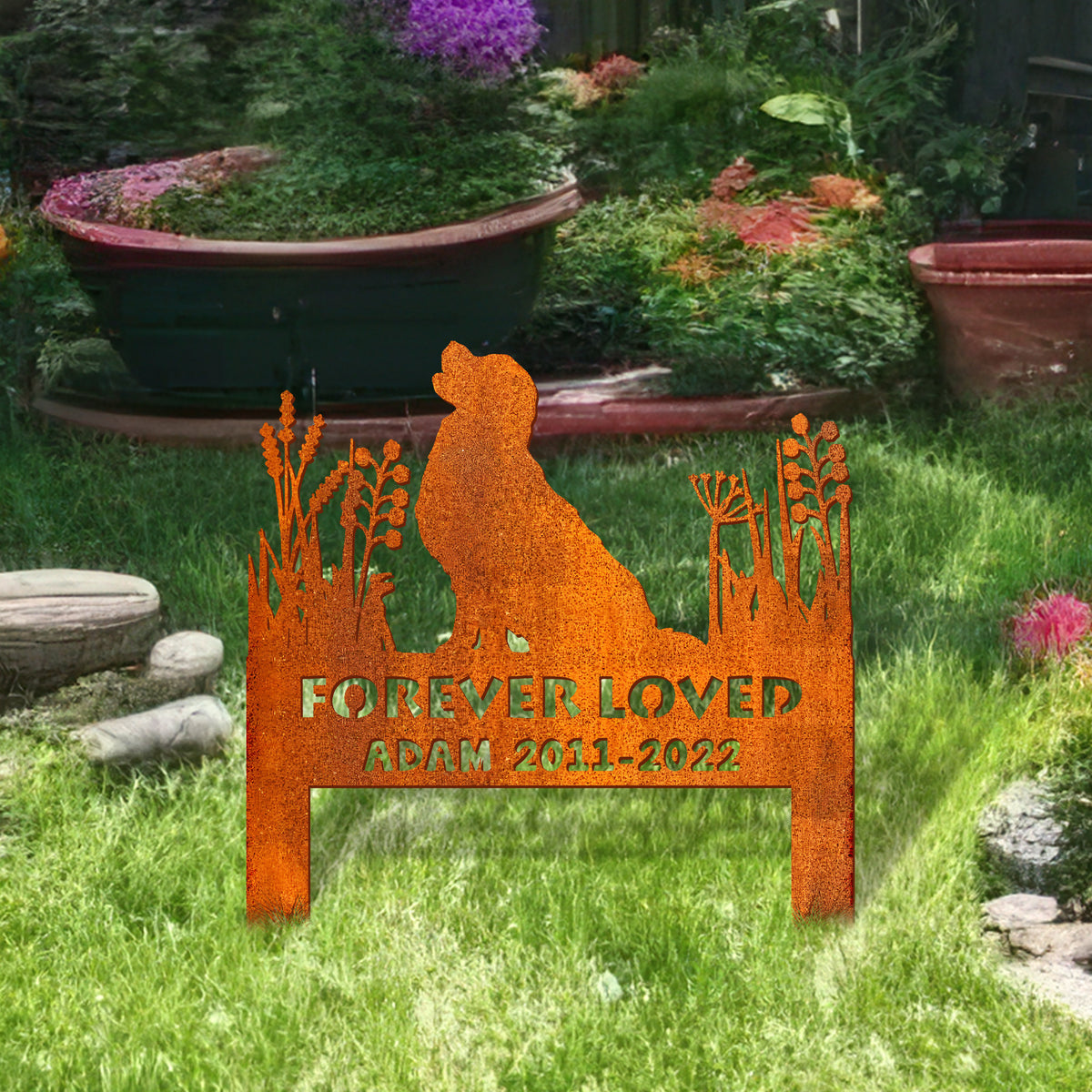 Golden Retriever Memorial Stake Corten Sign Personalized, Pet Grave Markers Sign, Sign With Stake, Pet Loss Gift, Sympathy Sign, Remembrance Stake