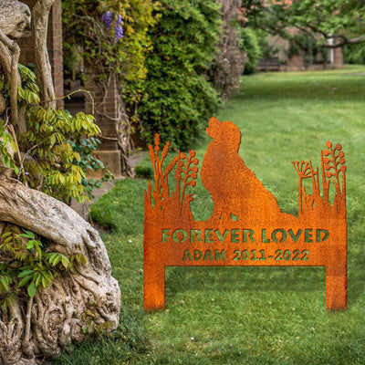 Golden Retriever Memorial Stake Corten Sign Personalized, Pet Grave Markers Sign, Sign With Stake, Pet Loss Gift, Sympathy Sign, Remembrance Stake