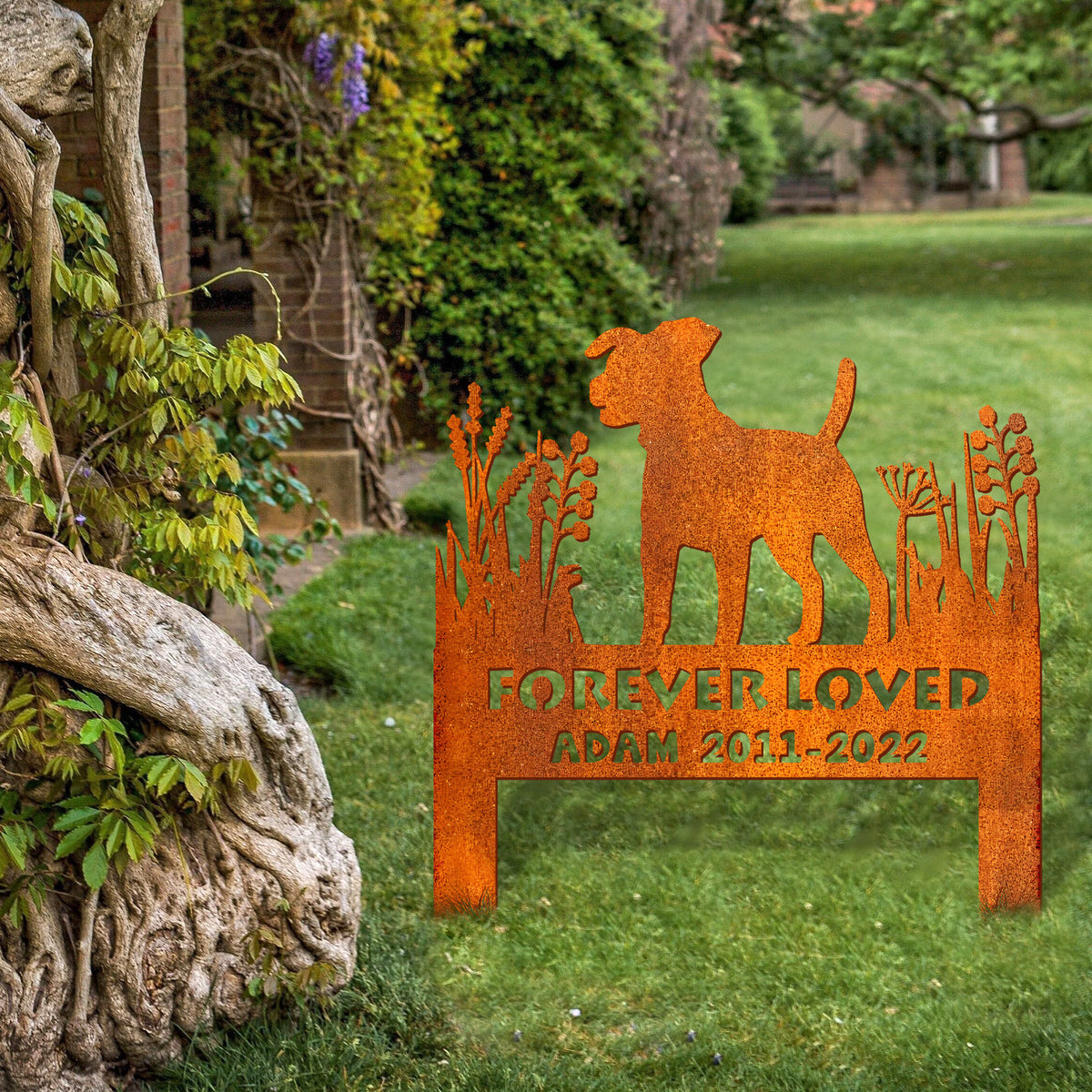 Jack Russell Memorial Stake Corten Sign Personalized, Pet Grave Markers Sign, Sign With Stake, Pet Loss Gift, Sympathy Sign, Remembrance Stake