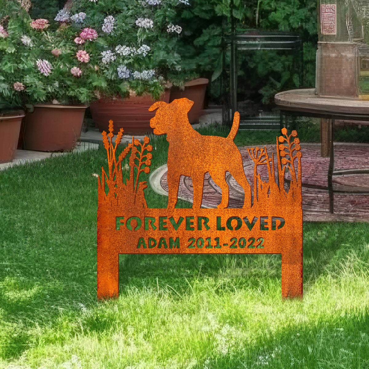 Jack Russell Memorial Stake Corten Sign Personalized, Pet Grave Markers Sign, Sign With Stake, Pet Loss Gift, Sympathy Sign, Remembrance Stake