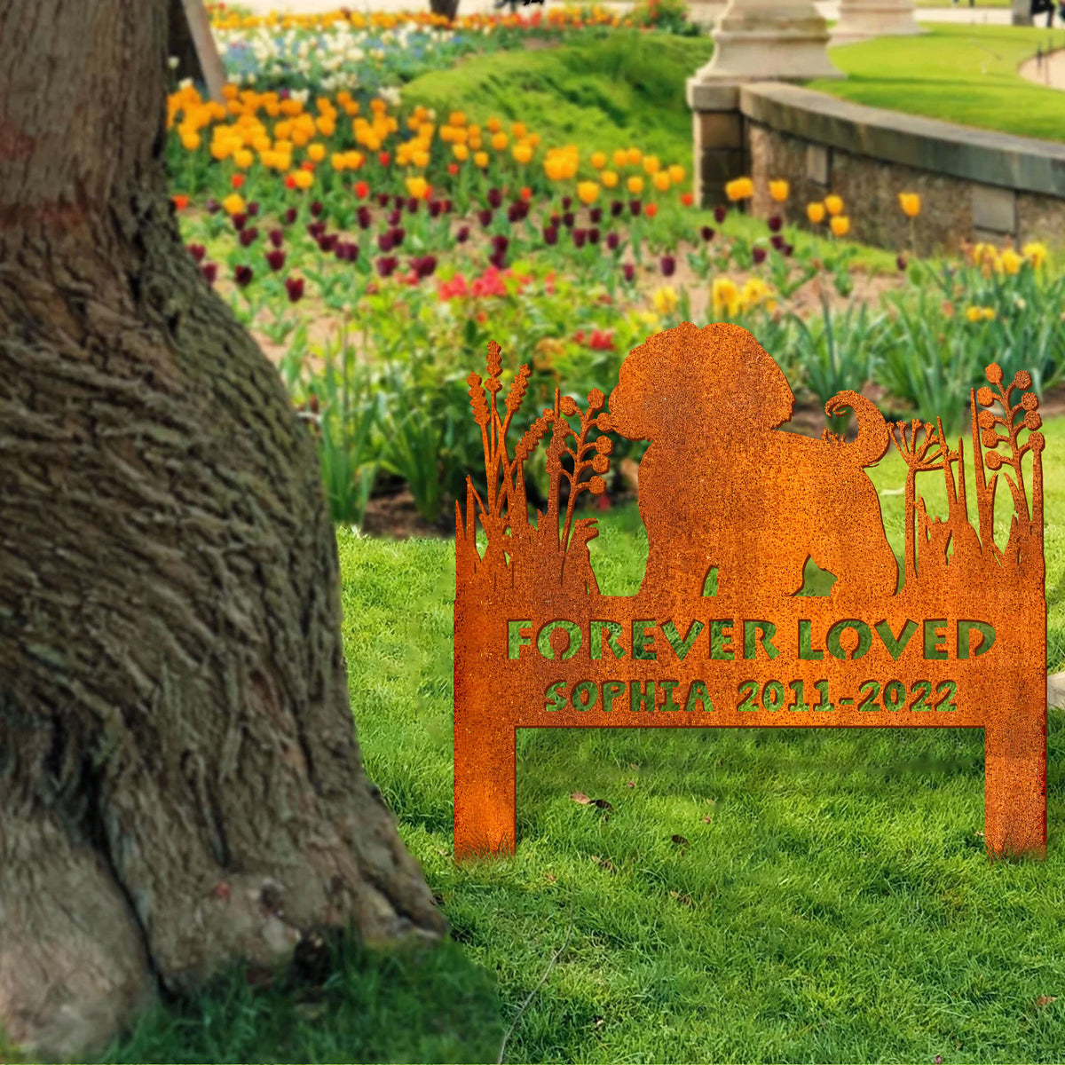 Shih Tzu Memorial Stake Corten Sign Personalized, Pet Grave Markers Sign, Sign With Stake, Pet Loss Gift, Sympathy Sign, Remembrance Stake