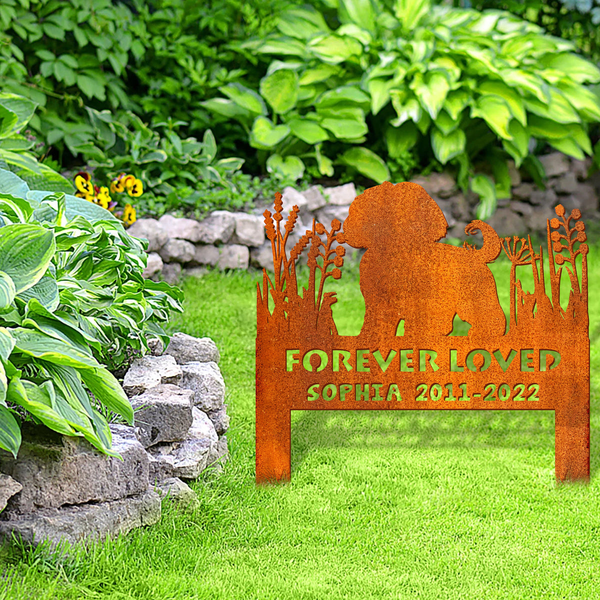 Shih Tzu Memorial Stake Corten Sign Personalized, Pet Grave Markers Sign, Sign With Stake, Pet Loss Gift, Sympathy Sign, Remembrance Stake