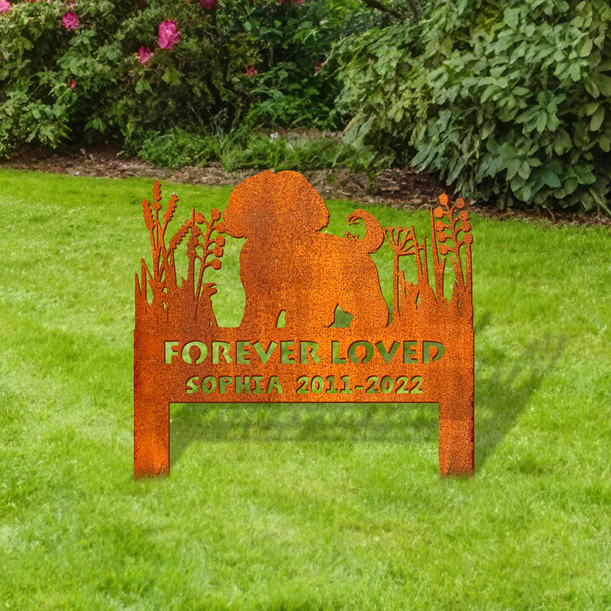 Shih Tzu Memorial Stake Corten Sign Personalized, Pet Grave Markers Sign, Sign With Stake, Pet Loss Gift, Sympathy Sign, Remembrance Stake