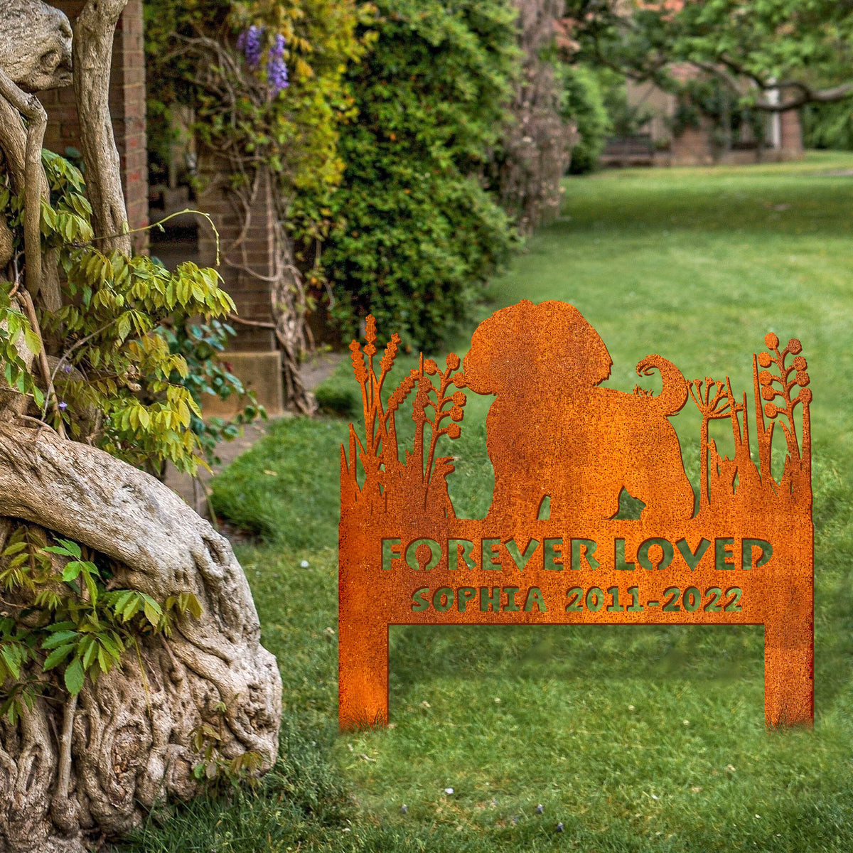 Shih Tzu Memorial Stake Corten Sign Personalized, Pet Grave Markers Sign, Sign With Stake, Pet Loss Gift, Sympathy Sign, Remembrance Stake