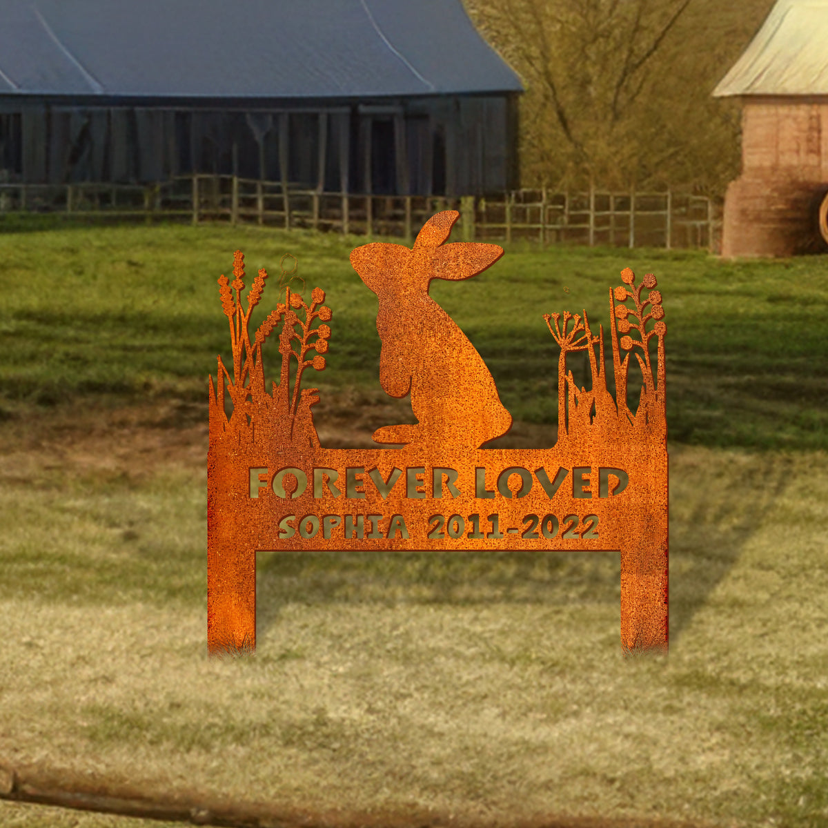 Rabbit Memorial Stake Corten Sign Personalized, Pet Grave Markers Sign, Bunny Sign With Stake, Pet Loss Gift, Sympathy Sign, Remembrance Stake