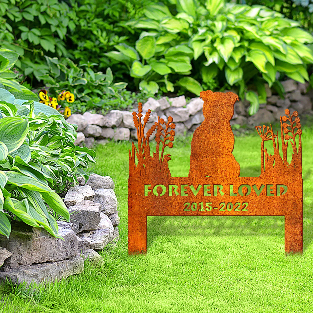 Staffordshire Bull Terrier Memorial Stake Corten Sign Personalized, Pet Grave Markers Sign, Pet Loss Gift, Sympathy Sign, Remembrance Stake