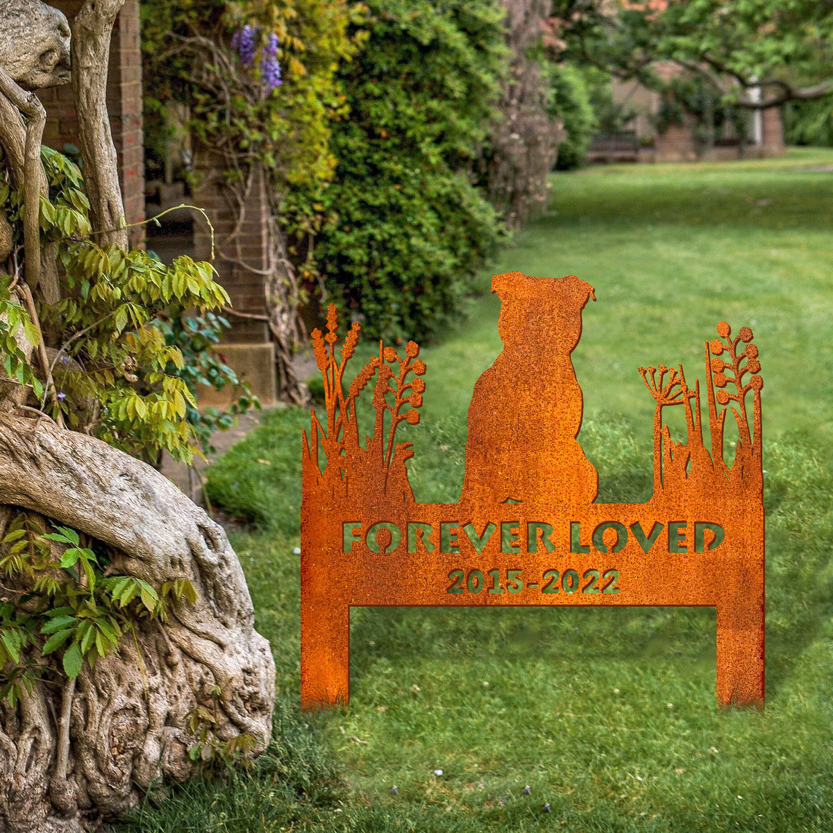 Staffordshire Bull Terrier Memorial Stake Corten Sign Personalized, Pet Grave Markers Sign, Pet Loss Gift, Sympathy Sign, Remembrance Stake