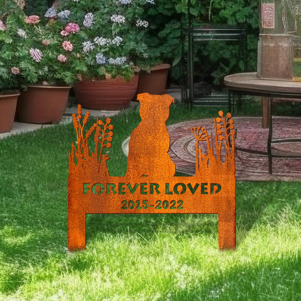 Staffordshire Bull Terrier Memorial Stake Corten Sign Personalized, Pet Grave Markers Sign, Pet Loss Gift, Sympathy Sign, Remembrance Stake