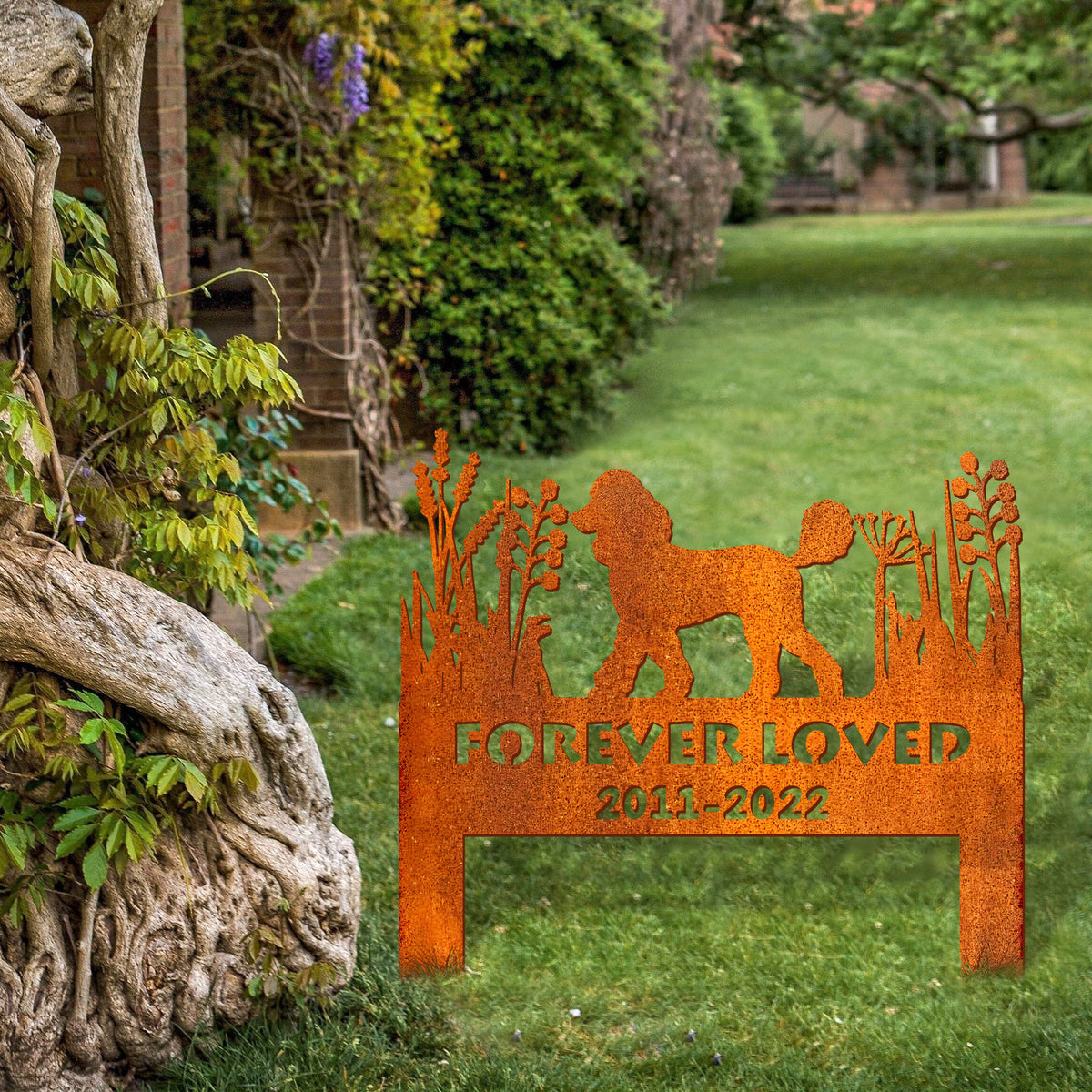 Poodle Memorial Stake Corten Sign Personalized, Pet Grave Markers Sign, Poodle Gift, Sign With Stake, Pet Loss Gift, Sympathy Sign, Remembrance Stake