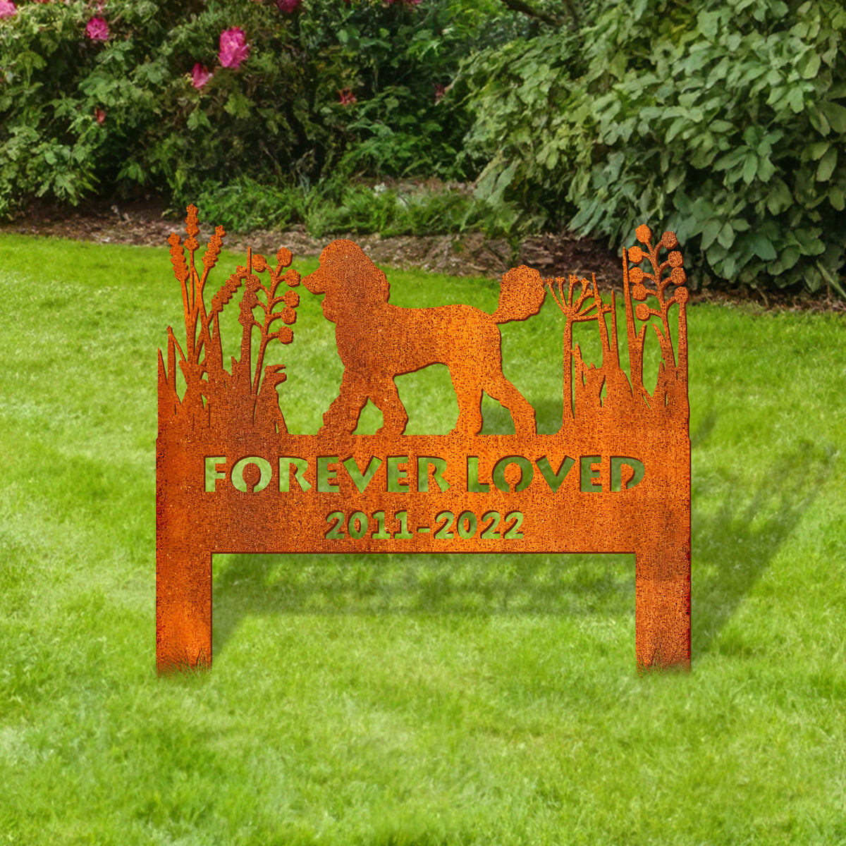 Poodle Memorial Stake Corten Sign Personalized, Pet Grave Markers Sign, Poodle Gift, Sign With Stake, Pet Loss Gift, Sympathy Sign, Remembrance Stake