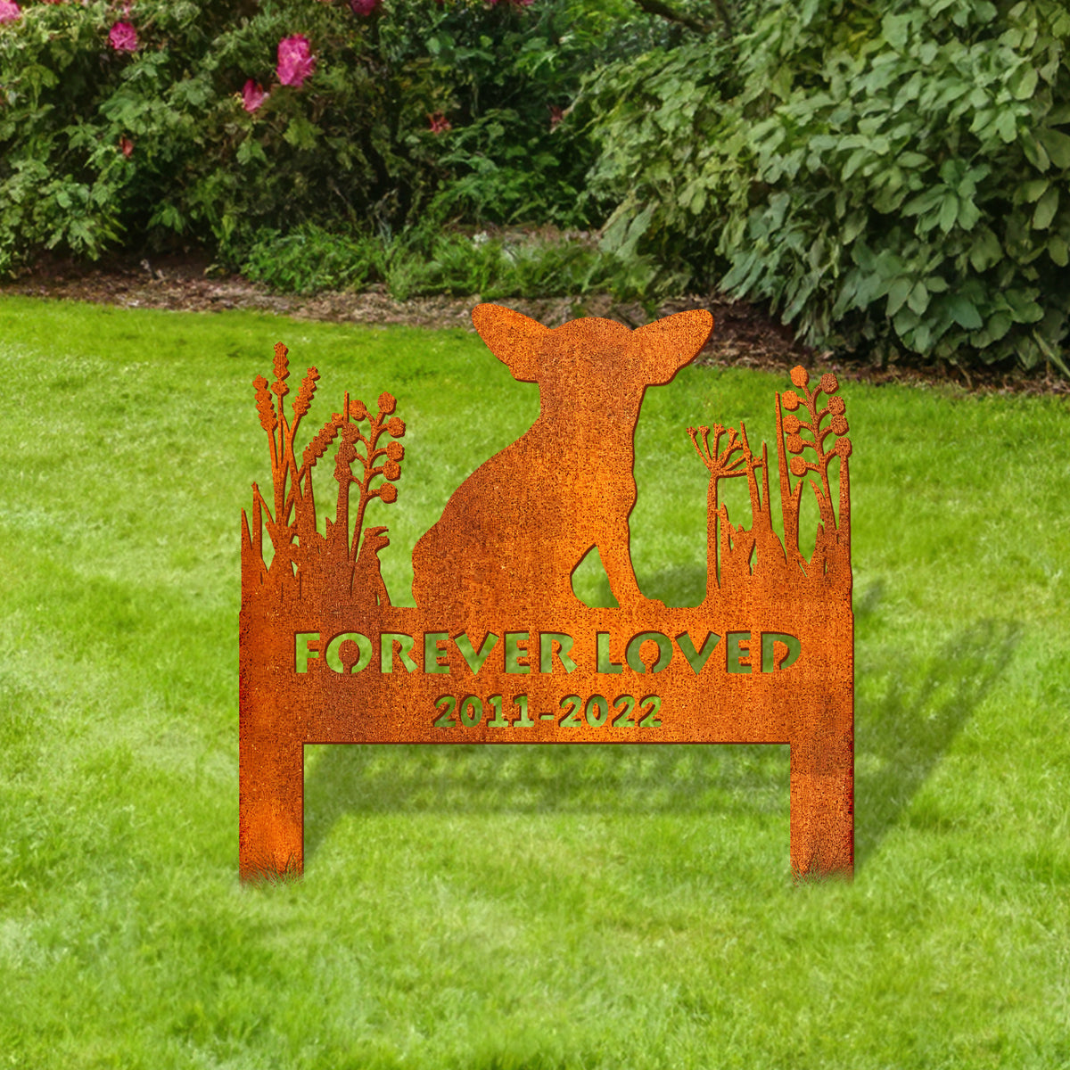 Chihuahua Memorial Stake Corten Sign Personalized, Pet Grave Markers Sign, Sign With Stake, Pet Loss Gift, Sympathy Sign, Remembrance Stake