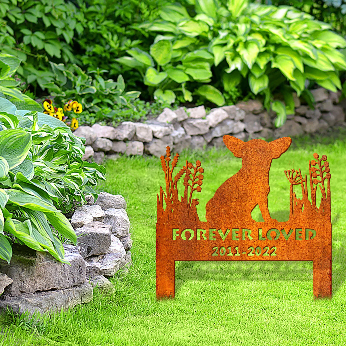 Chihuahua Memorial Stake Corten Sign Personalized, Pet Grave Markers Sign, Sign With Stake, Pet Loss Gift, Sympathy Sign, Remembrance Stake
