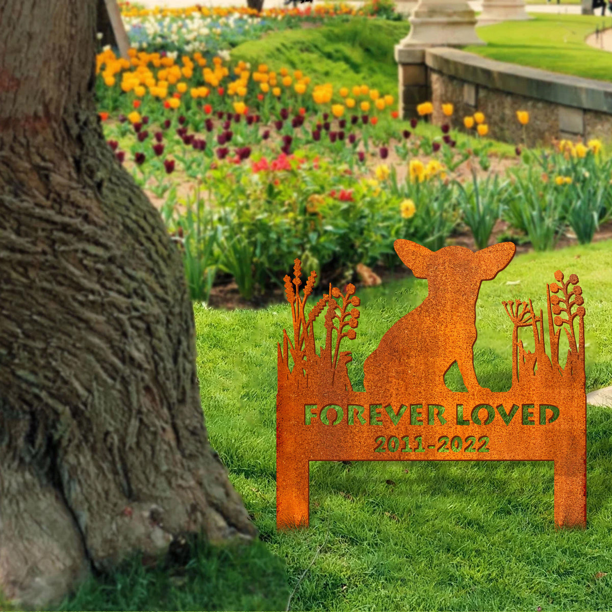 Chihuahua Memorial Stake Corten Sign Personalized, Pet Grave Markers Sign, Sign With Stake, Pet Loss Gift, Sympathy Sign, Remembrance Stake