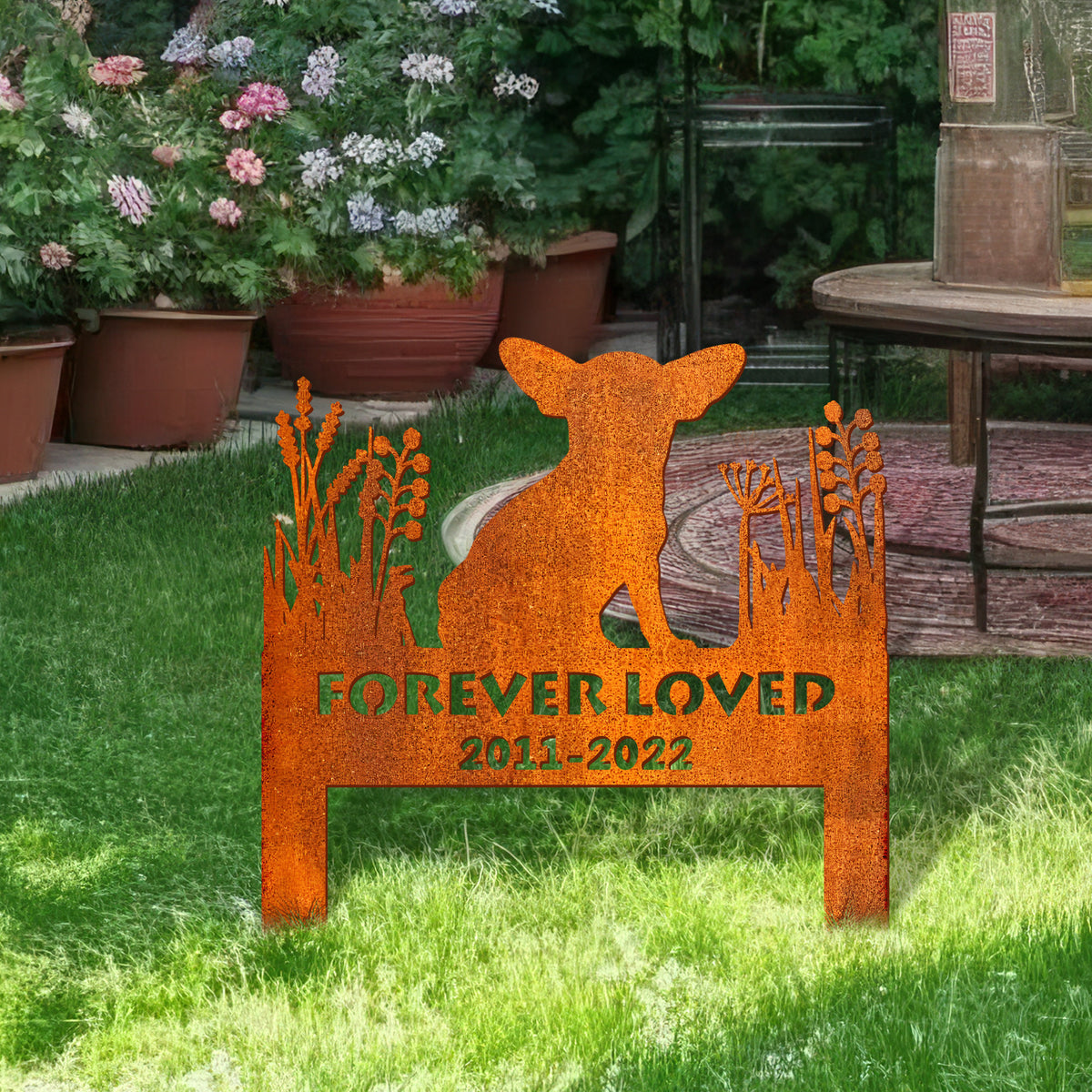 Chihuahua Memorial Stake Corten Sign Personalized, Pet Grave Markers Sign, Sign With Stake, Pet Loss Gift, Sympathy Sign, Remembrance Stake