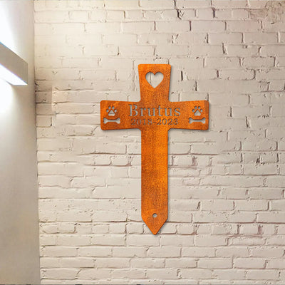 Custom Cross Pet Memorial Stake Corten Sign , Pet Grave Markers Sign, Pet Loss Gift, Cat Sympathy Sign, Remembrance Stake, Garden Decor