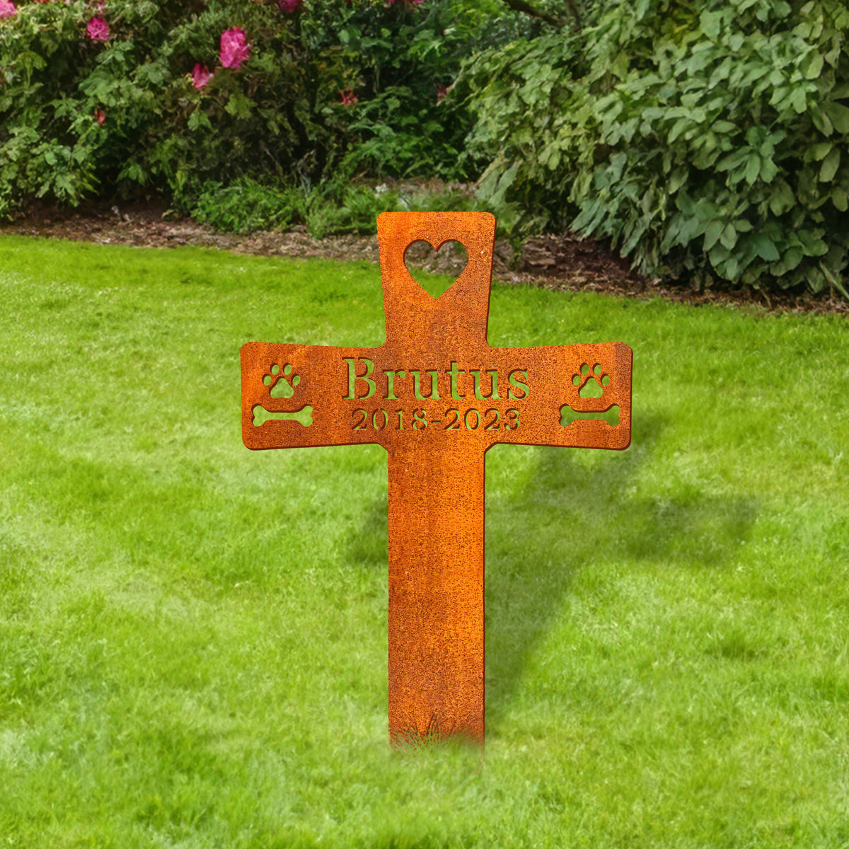 Custom Cross Pet Memorial Stake Corten Sign , Pet Grave Markers Sign, Pet Loss Gift, Cat Sympathy Sign, Remembrance Stake, Garden Decor