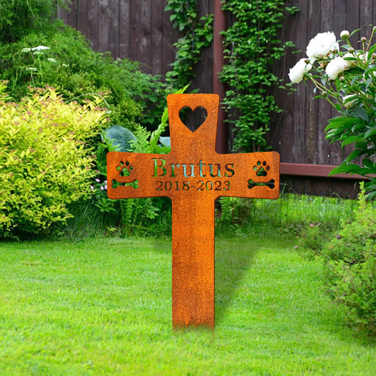 Custom Cross Pet Memorial Stake Corten Sign , Pet Grave Markers Sign, Pet Loss Gift, Cat Sympathy Sign, Remembrance Stake, Garden Decor