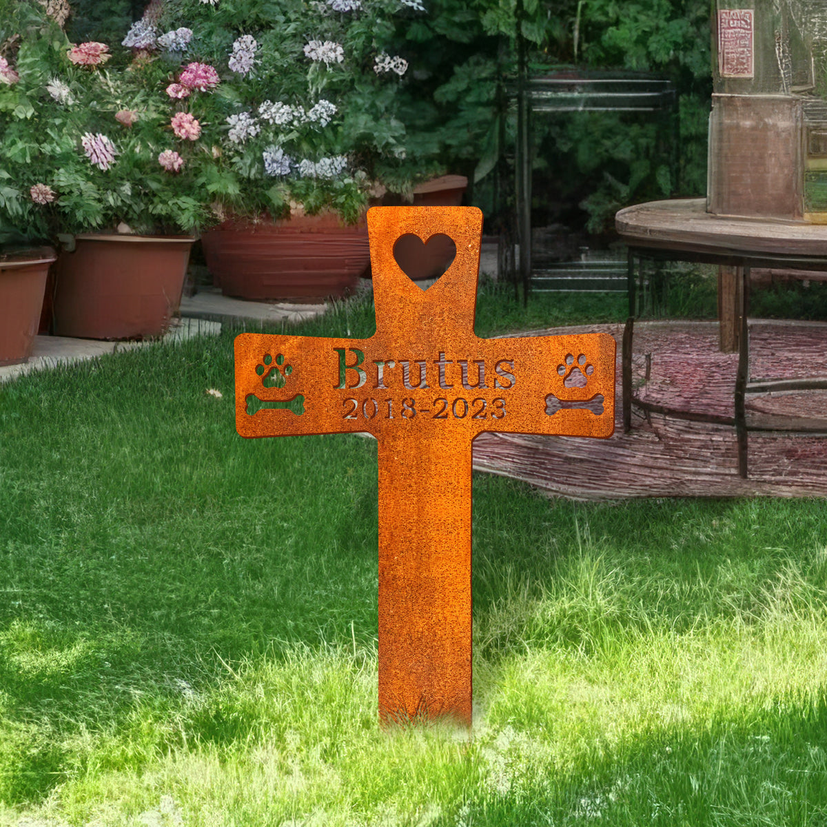 Custom Cross Pet Memorial Stake Corten Sign , Pet Grave Markers Sign, Pet Loss Gift, Cat Sympathy Sign, Remembrance Stake, Garden Decor